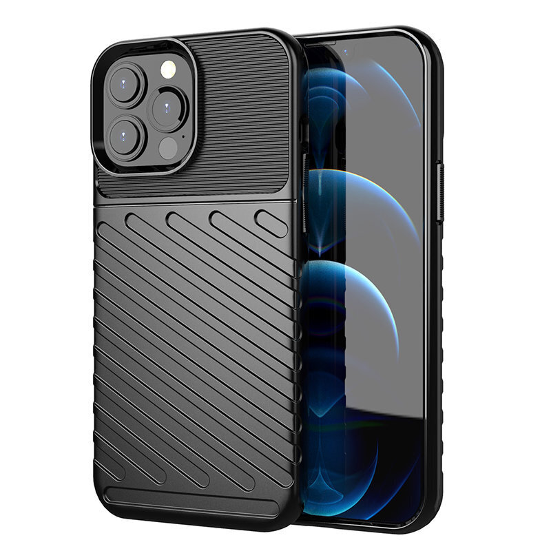 Thunder Case Flexible Tough Rugged Cover TPU Case, paredzēts iPhone 13 Pro Max, melns cena un informācija | Telefonu vāciņi, maciņi | 220.lv