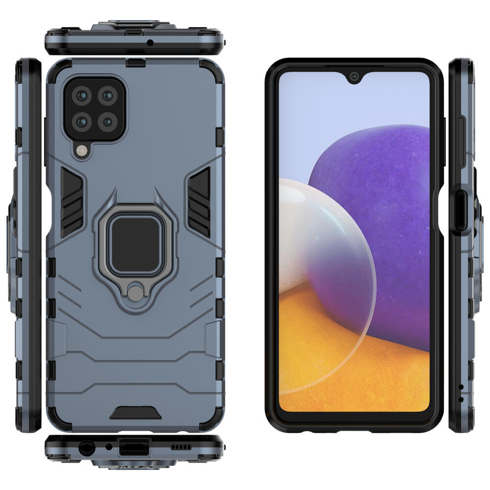 Ring Armor Case Kickstand Tough Rugged Cover, paredzēts Samsung Galaxy A22 4G, zils cena un informācija | Telefonu vāciņi, maciņi | 220.lv