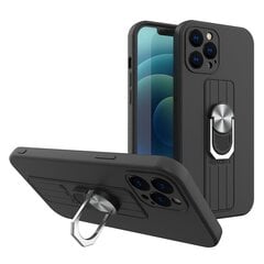 Ring Case silicone case with finger grip and stand, paredzēts iPhone 11 Pro Max, melns cena un informācija | Telefonu vāciņi, maciņi | 220.lv