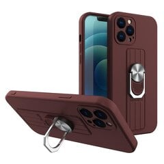 Чехол с держателем для пальца и подставкой Hurtel для iPhone 12 mini, коричневый цена и информация | Чехлы для телефонов | 220.lv