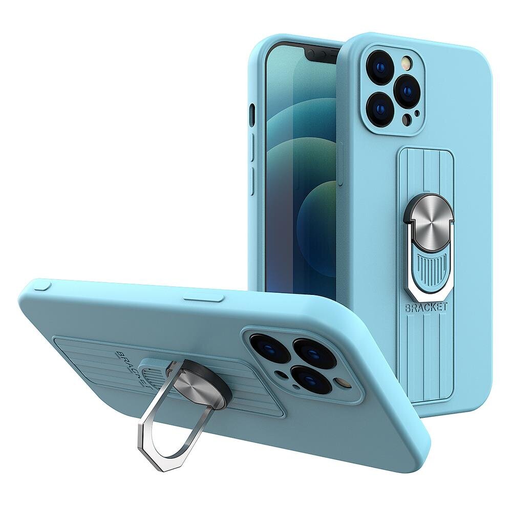 Ring Case silicone case with finger grip and stand, paredzēts iPhone 12 mini, zils цена и информация | Telefonu vāciņi, maciņi | 220.lv