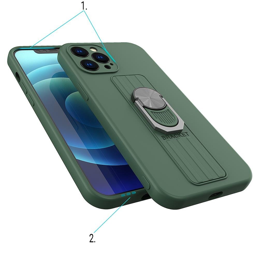 Ring Case silicone case with finger grip and stand, paredzēts iPhone 12 mini, zils цена и информация | Telefonu vāciņi, maciņi | 220.lv