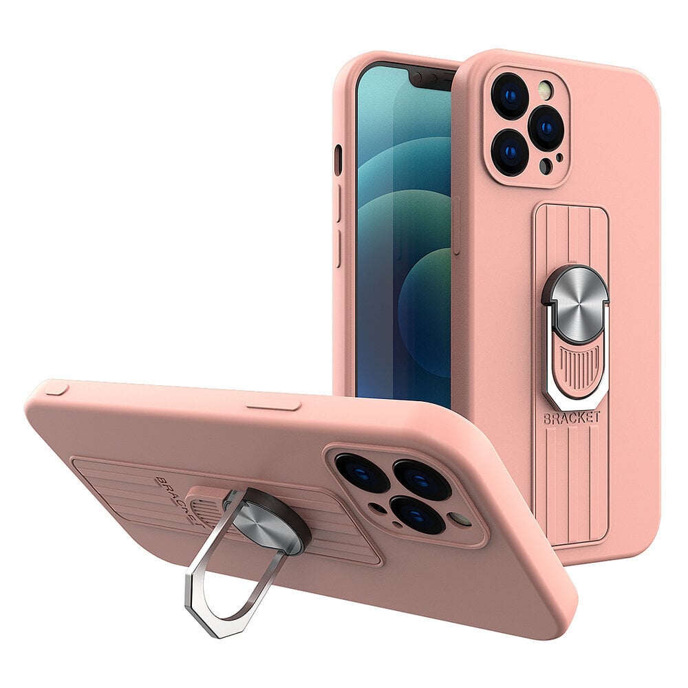 Ring Case silicone case with finger grip and stand, paredzēts iPhone 12 Pro Max, rozā cena un informācija | Telefonu vāciņi, maciņi | 220.lv