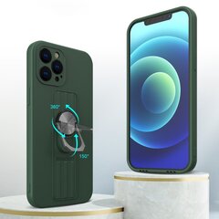Чехол с держателем для пальца и подставкой Hurtel для iPhone 13 mini, зелёный цена и информация | Чехлы для телефонов | 220.lv