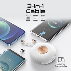 Складной магнитный кабель PROMATE Quiver USB-C на USB-C / Lightning / microUSB / 1 м цена и информация | Кабели для телефонов | 220.lv