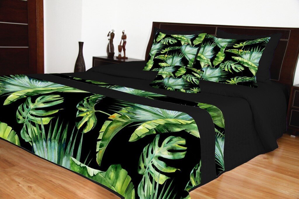 Stepēts gultas pārklājs Mariall NMC-C08, melns/zaļš, 200 x 220 cm cena un informācija | Gultas pārklāji, pledi | 220.lv