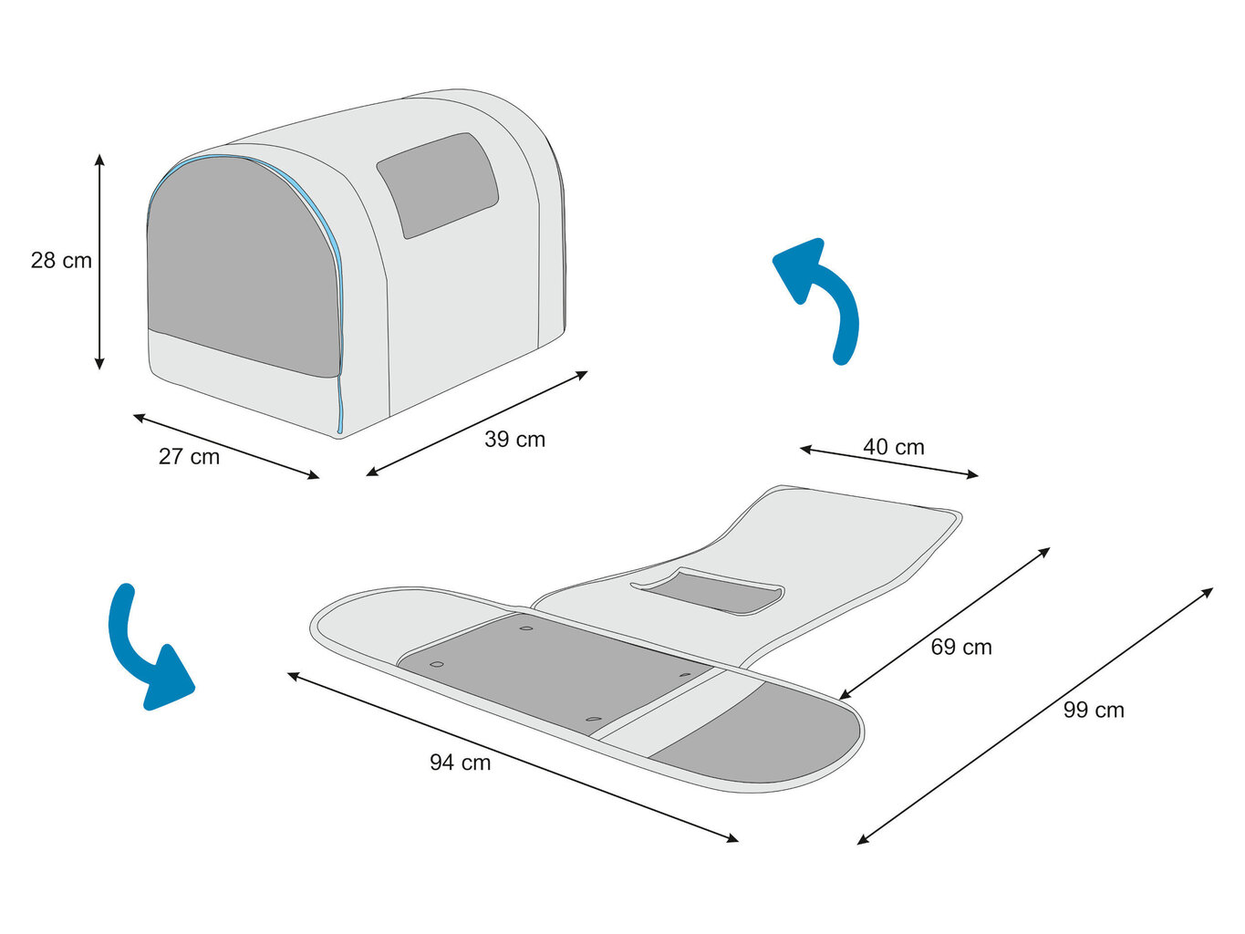 Transportēšanas soma dzīvniekiem Tube R1, pelēka цена и информация | Transportēšanas būri, somas | 220.lv