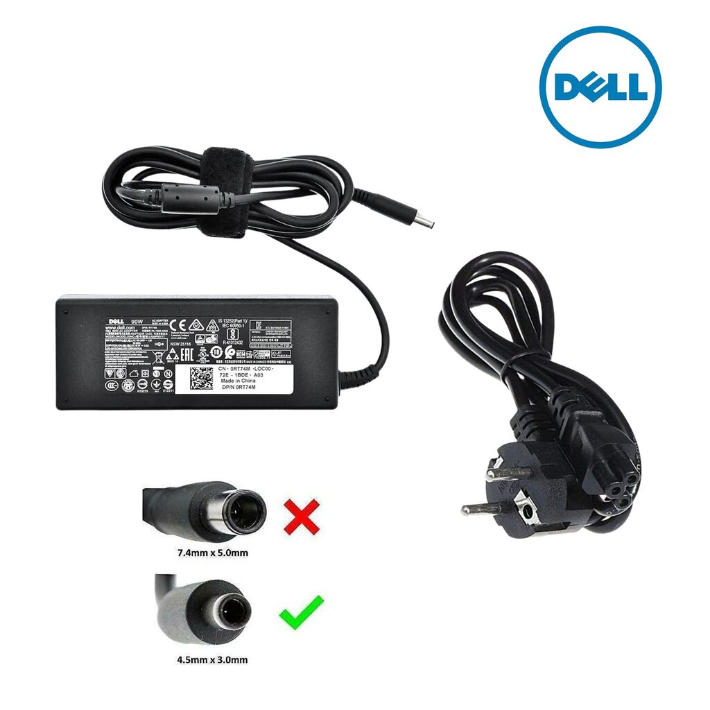 Oriģināls Dell maiņstrāvas adapteris 90W 4.62A 4.5mm cena un informācija | Lādētāji portatīvajiem datoriem | 220.lv