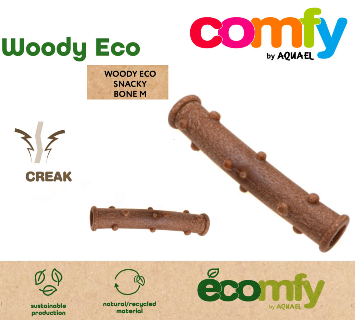 Kokains ECO Dog rotaļlieta, čīkst/zobu, izgatavota no elastomēra un pārstrādātas kokšķiedras maisījuma. Ērts Snacky Dental Stick SCREECHING 18X4CM, Comfy cena un informācija | Suņu rotaļlietas | 220.lv