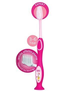 Bērnu zobu birstes, piena zobiem Chicco, rozā, 3 - 6 gadus vecs cena un informācija | Zobu pastas, birstes | 220.lv