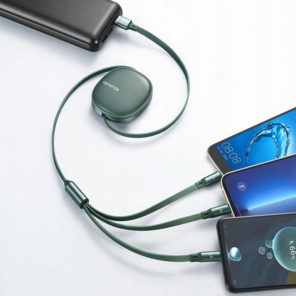 Mcdodo tālruņa kabelis, ievelkams, iPhone, Micro USB, USB-C, 3-in-1, 66 W, violets, 66 W цена и информация | Savienotājkabeļi | 220.lv