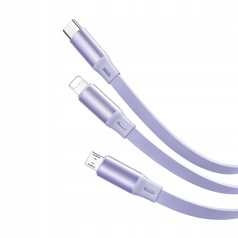 Mcdodo tālruņa kabelis, ievelkams, iPhone, Micro USB, USB-C, 3-in-1, 66 W, violets, 66 W cena un informācija | Savienotājkabeļi | 220.lv