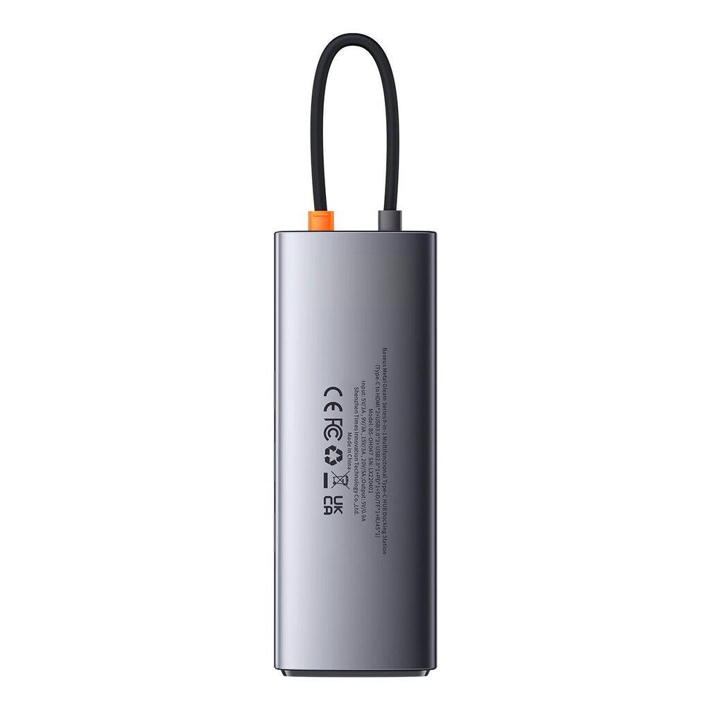 Baseus Metal Gleam Series Docking Station HUB 9 in 1 USB Type C - 2 x HDMI / 2 x USB 3.2 Gen. 1/1 x USB 2.0 / 1 x Power Delivery / 1 x SD card reader / 1 x TF card reader / 1 x RJ-45 gray (WKWG060013) cena un informācija | Adapteri un USB centrmezgli | 220.lv