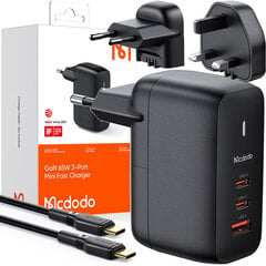 Universāls lādētājs tālrunim, klēpjdatoram Mcdodo GaN 3.0 Fast Charging, USB-C, PD, USB-A, 65W, CH-8442 kaina ir informacija | Lādētāji un adapteri | 220.lv