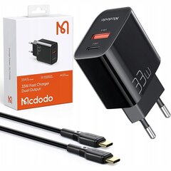 Зарядное устройство для телефонов Mcdodo, быстрое, USB, USB-C, 33 Вт, кабель в комплекте, 60 Вт, черный, CH-0922 цена и информация | Зарядные устройства для телефонов | 220.lv