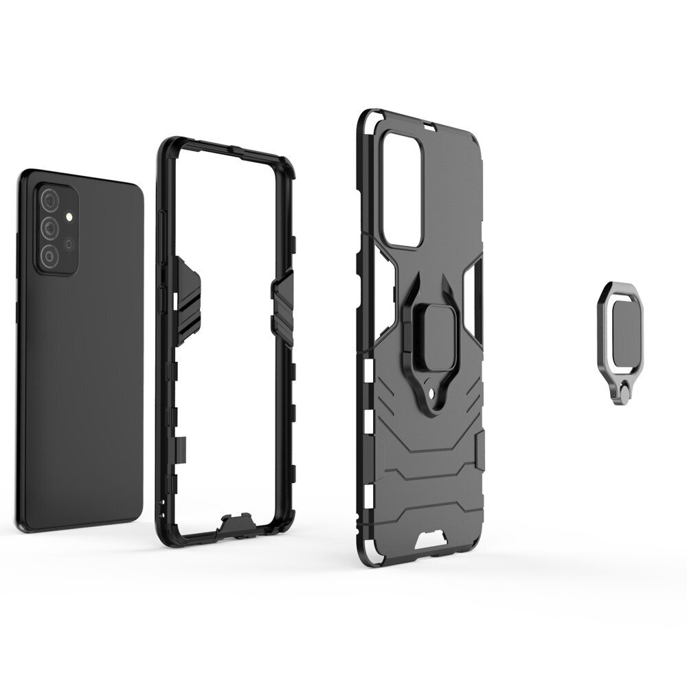 Ring Armor Case Kickstand Tough Rugged Cover, paredzēts Samsung Galaxy A72 4G, melns цена и информация | Telefonu vāciņi, maciņi | 220.lv