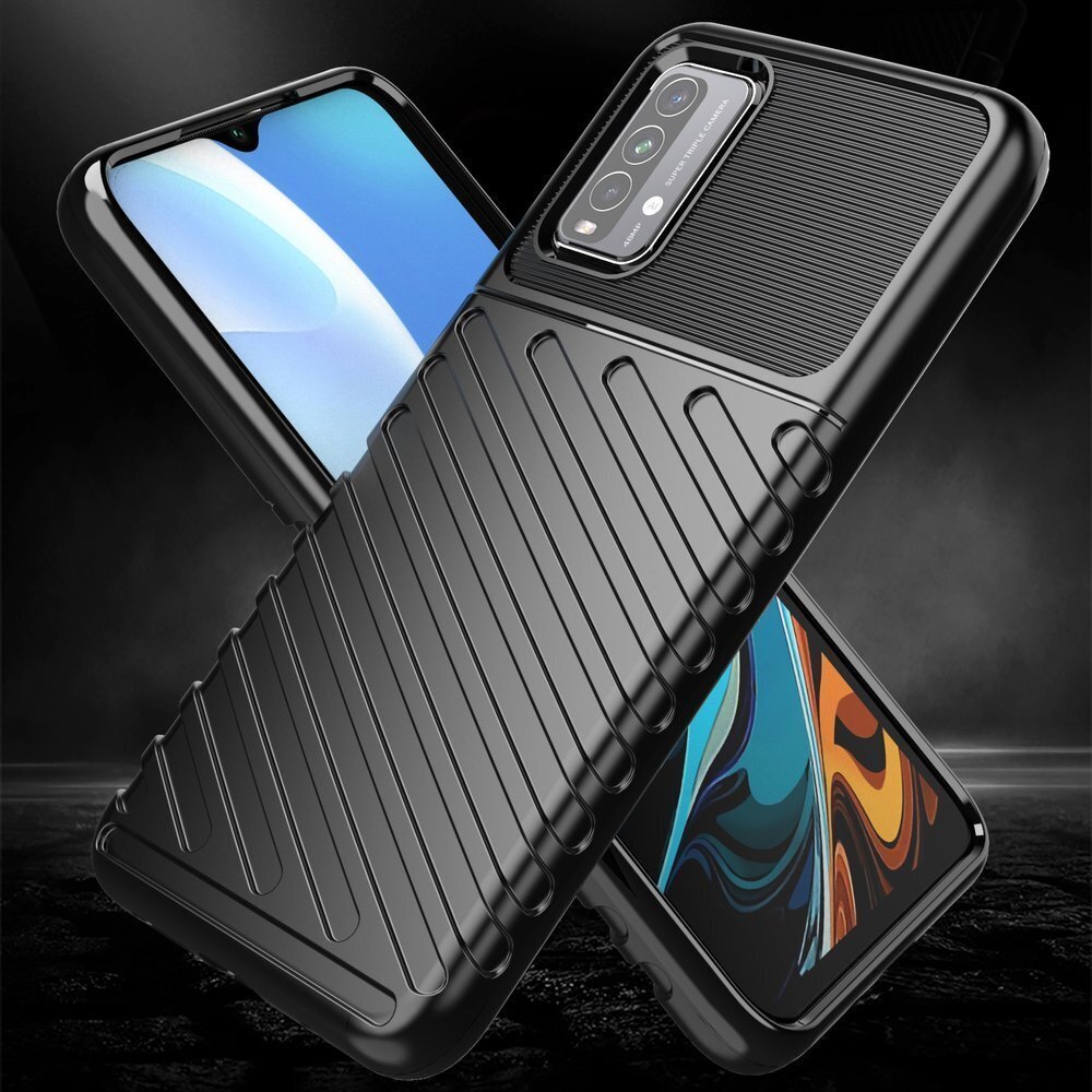 Thunder Case Flexible Tough Rugged Cover TPU Case, paredzēts Xiaomi Poco M3 / Xiaomi Redmi 9T, melns цена и информация | Telefonu vāciņi, maciņi | 220.lv