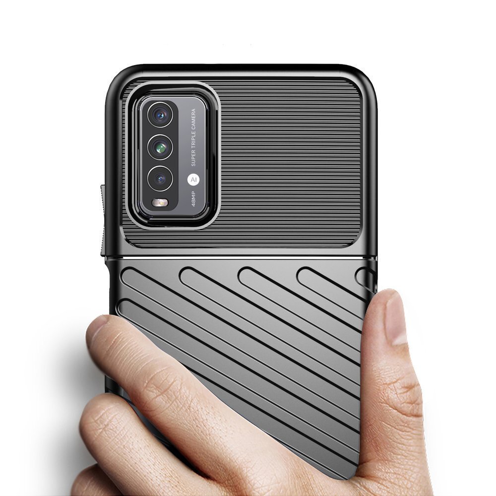 Thunder Case Flexible Tough Rugged Cover TPU Case, paredzēts Xiaomi Poco M3 / Xiaomi Redmi 9T, melns cena un informācija | Telefonu vāciņi, maciņi | 220.lv