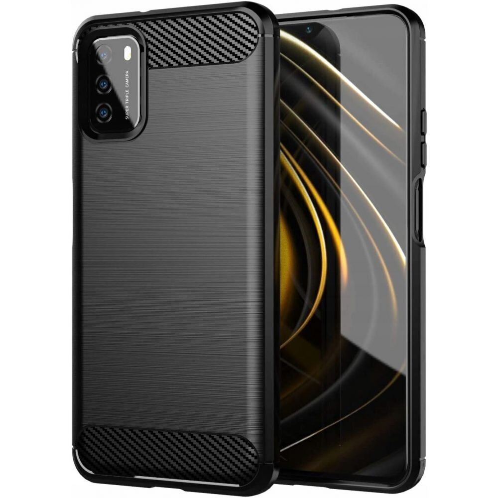 Hurtel Carbon Case paredzēts Xiaomi Poco M3, melns цена и информация | Telefonu vāciņi, maciņi | 220.lv