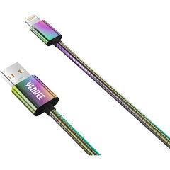 Стальной кабель YENKEE, 2.0 USB A - Lightning, сертифицированный MFi, 480 Мбит/с, 5 В/2,4 А, 10 Вт, 1 м, алюминиевый корпус, белый цена и информация | Кабели для телефонов | 220.lv