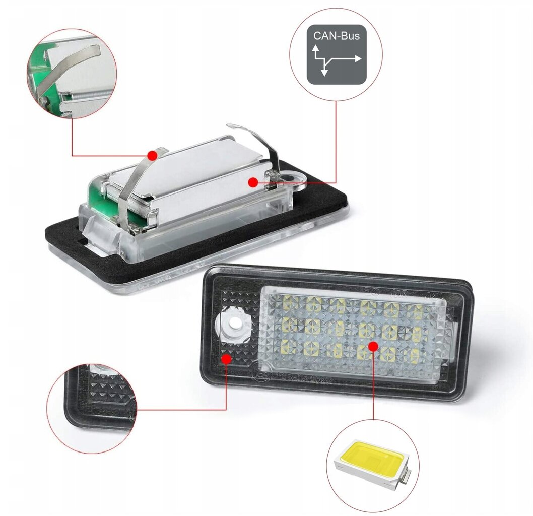 Numura zīmes LED gaismas komplekts, AutoTune, priekš Audi, A3 8P, S3, A4 S4 B6, A4 B7, A6 C6 4F, S6, A8 S8 D3, Q7 цена и информация | Automašīnu spoguļi, restes, lukturi | 220.lv