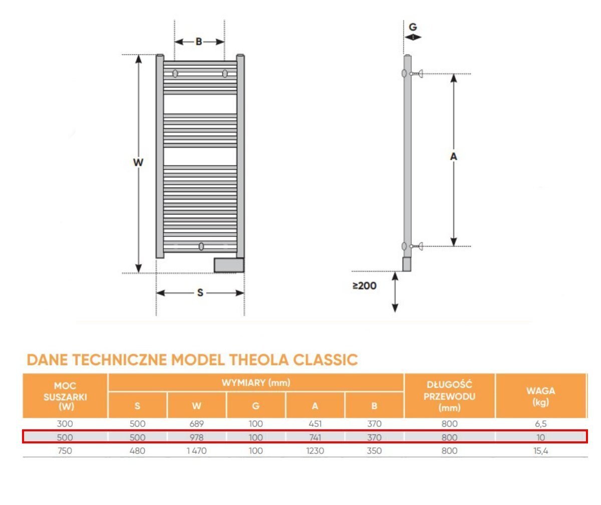 Dvieļu žāvētājs Atlantic Theola Digital modelis Classic 500 W, balts цена и информация | Dvieļu žāvētāji | 220.lv