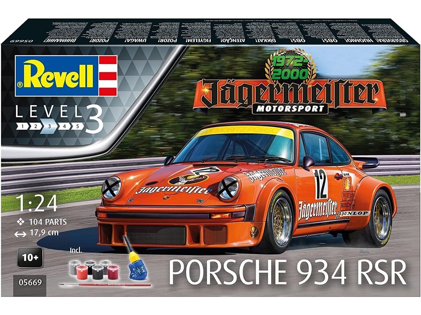 Revell - Jägermeister Motor Sport 50th Anniversary Porsche 934 RSR dāvanu komplekts, 1/24, 05669 цена и информация | Konstruktori | 220.lv