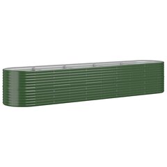 vidaXL dārza puķu kaste, 368x80x68 cm, pulverkrāsots tērauds, zaļa cena un informācija | Podi stādiem un pārstādīšanai | 220.lv