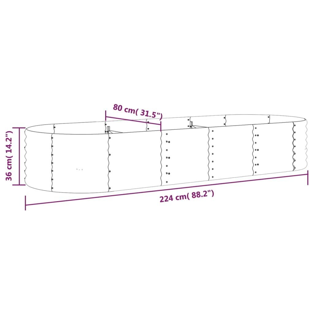 Dārza puķu kaste, brūna, 224x80x36cm, tērauda cena un informācija | Podi stādiem un pārstādīšanai | 220.lv