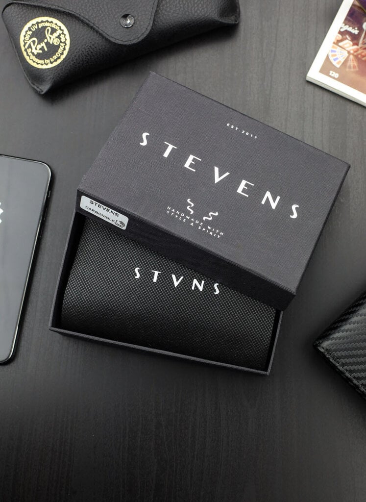 Vīriešu ādas maks Stevens 325A Carbon, melns cena un informācija | Vīriešu maki, karšu maki | 220.lv