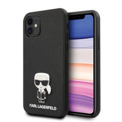 Karl Lagerfeld case for iPhone 12 Mini 5,4&quot; KLHCP12SIKMSBK black hard case Saffiano Iconic Metal cena un informācija | Telefonu vāciņi, maciņi | 220.lv