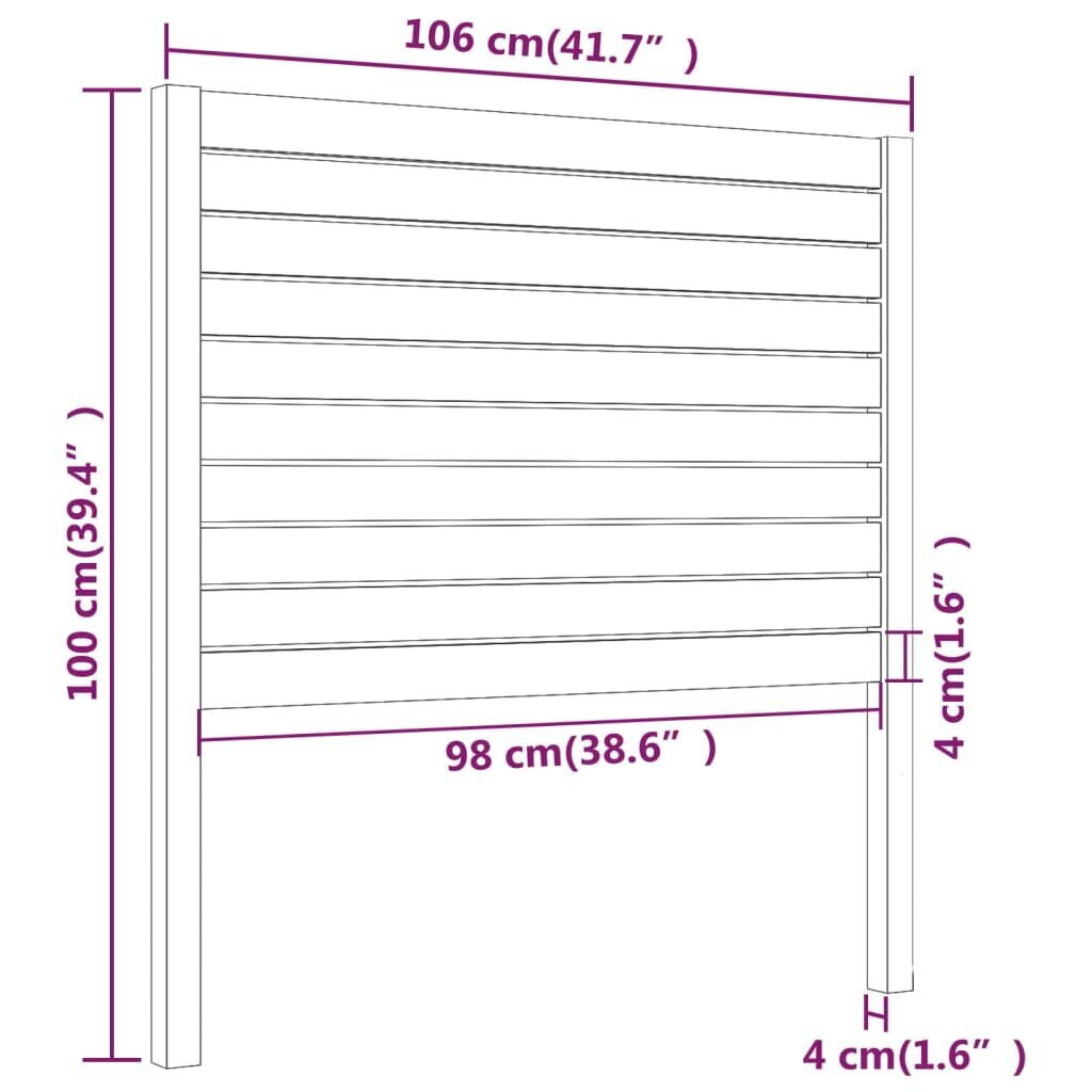 Gultas galvgalis, 106x4x100cm, priedes masīvkoks cena un informācija | Gultas | 220.lv