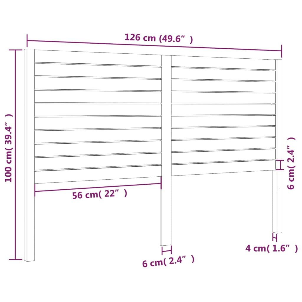 Gultas galvgalis, balts, 126x4x100cm, priedes masīvkoks cena un informācija | Gultas | 220.lv