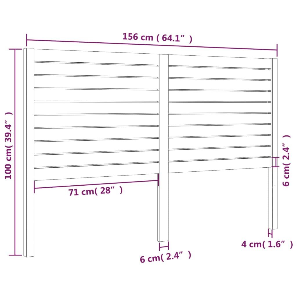 Gultas galvgalis, 156x4x100cm, priedes masīvkoks cena un informācija | Gultas | 220.lv