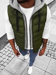 Nerila zaļa vīriešu veste ar kapuci JS/M751/136-48528-XXL cena un informācija | Vīriešu vestes | 220.lv