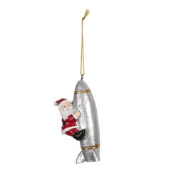 Подвесная стеклянная игрушка «Дед Мороз на ракете», 8 х 3 х 5 см цена и информация | Clayre & Eef Подарки, праздничная атрибутика | 220.lv