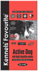 Kennels Favourite Active Dog, super premium klase, 12,5kg cena un informācija | Sausā barība suņiem | 220.lv