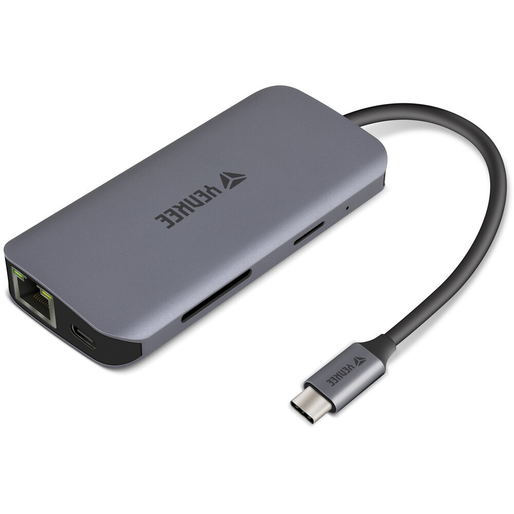 USB centrmezgls 8in1 YENKEE, 3.2 (Gen 1) USB C - 1xUSB C, 100W / 1xHDMI 4k@30Hz / 1xUSB-A 2.0/ 1xUSB-A 3.0/Port RJ-45 (Ethernet), 1000 Mbps/ SD / Micro SD cena un informācija | Adapteri un USB centrmezgli | 220.lv