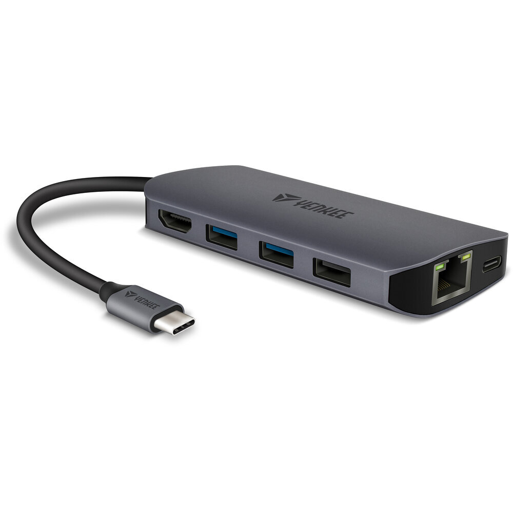 USB centrmezgls 8in1 YENKEE, 3.2 (Gen 1) USB C - 1xUSB C, 100W / 1xHDMI 4k@30Hz / 1xUSB-A 2.0/ 1xUSB-A 3.0/Port RJ-45 (Ethernet), 1000 Mbps/ SD / Micro SD цена и информация | Adapteri un USB centrmezgli | 220.lv