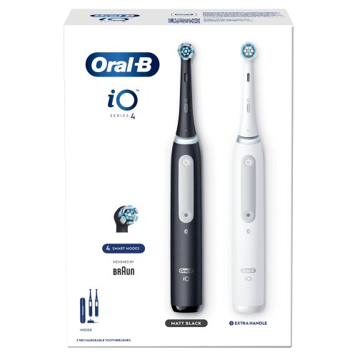 Oral-B iO4 Series Duo Pack Matt Black/Quite White цена и информация | Elektriskās zobu birstes | 220.lv