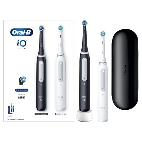 Oral-B iO4 Series Duo Pack Matt Black/Quite White цена и информация | Elektriskās zobu birstes | 220.lv