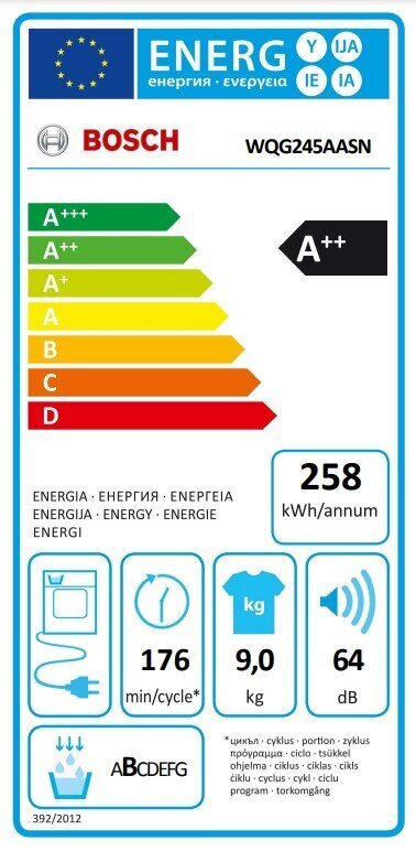 Bosch WQG245AASN цена и информация | Veļas žāvētāji | 220.lv