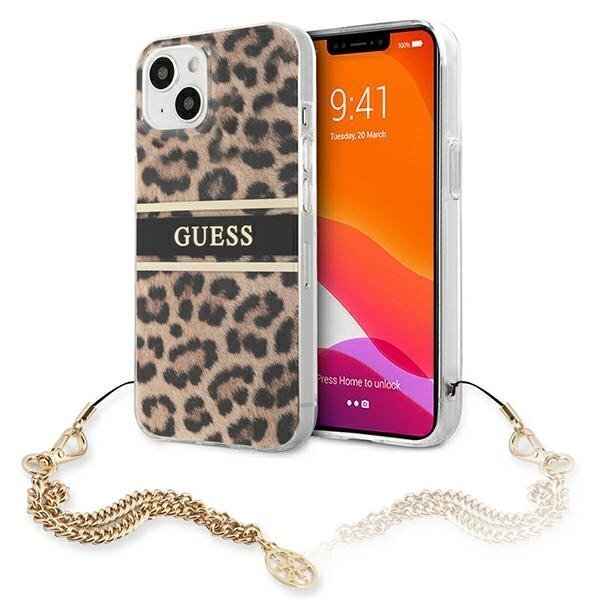 Guess GUHCP13SKBSLEO, piemērots iPhone 13 mini, brūns цена и информация | Telefonu vāciņi, maciņi | 220.lv