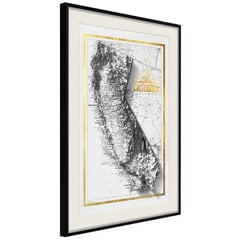 Plakāts Raised Relief Map: California, melns rāmis ar pasi cena un informācija | Gleznas | 220.lv