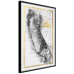 Plakāts Raised Relief Map: California, melns rāmis cena un informācija | Gleznas | 220.lv