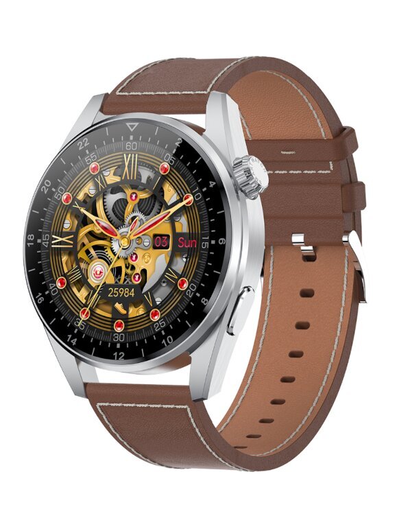 Rubicon RNCE78 Silver/Brown Leather + Black cena un informācija | Viedpulksteņi (smartwatch) | 220.lv