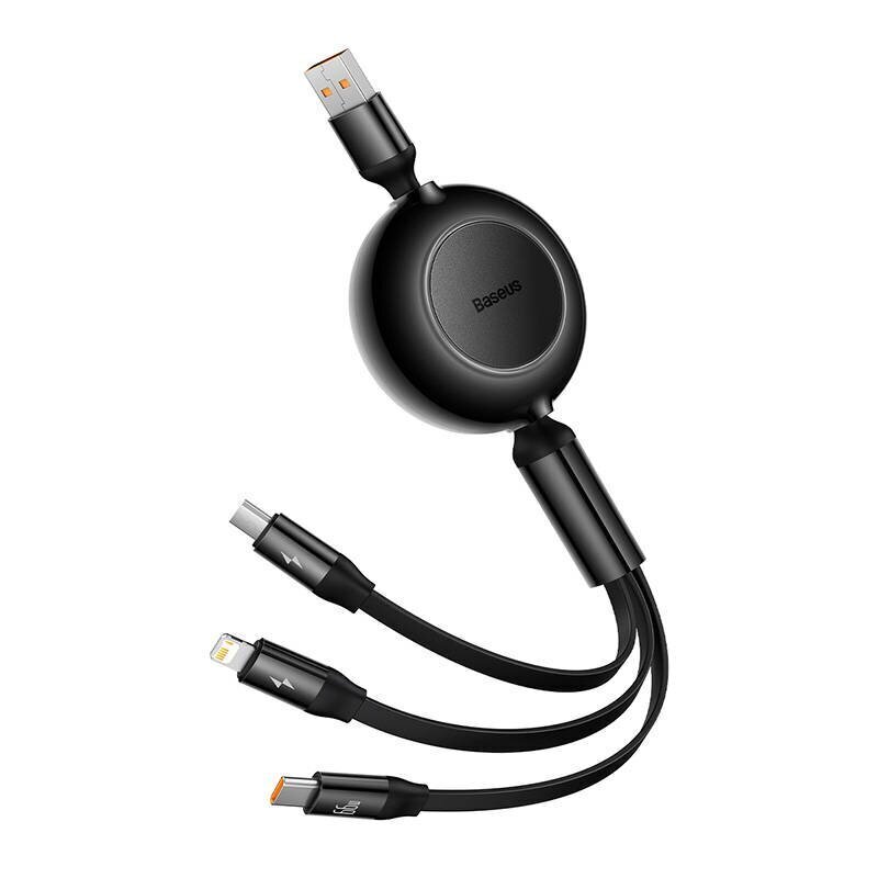 Baseus Bright Mirror 3, USB 3-in-1 cable for micro USB / USB-C / Lightning 66W / 2A 1.1m (Black) cena un informācija | Savienotājkabeļi | 220.lv