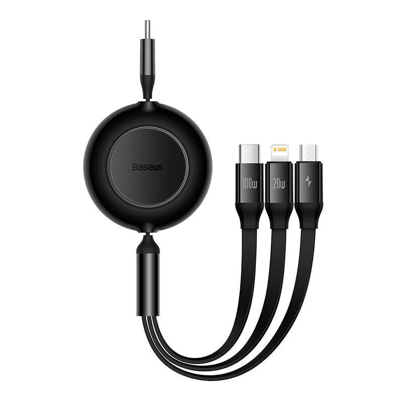 Baseus Bright Mirror 4, USB-C 3-in-1 cable for micro USB / USB-C / Lightning 100W / 3.5A 1.1m (Black) cena un informācija | Savienotājkabeļi | 220.lv