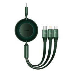 Baseus Bright Mirror 4, USB-C 3-in-1 cable for micro USB / USB-C / Lightning 100W / 3.5A 1.1m (Green) цена и информация | Кабели для телефонов | 220.lv