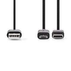 Kabelis Type-C/micro USB, 1m, melns, USB 2.0 цена и информация | Кабели для телефонов | 220.lv